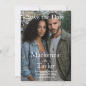 モダン グレー 白 写真 Save the Date 招待状 (正面)