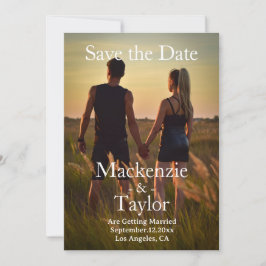 モダン グレー 白 写真 Save the Date 招待状