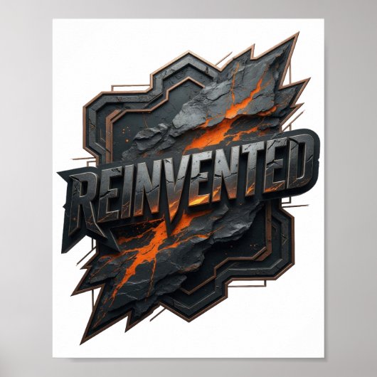 モダン グレー REINVENTED テキストデザイン ポスター (正面)