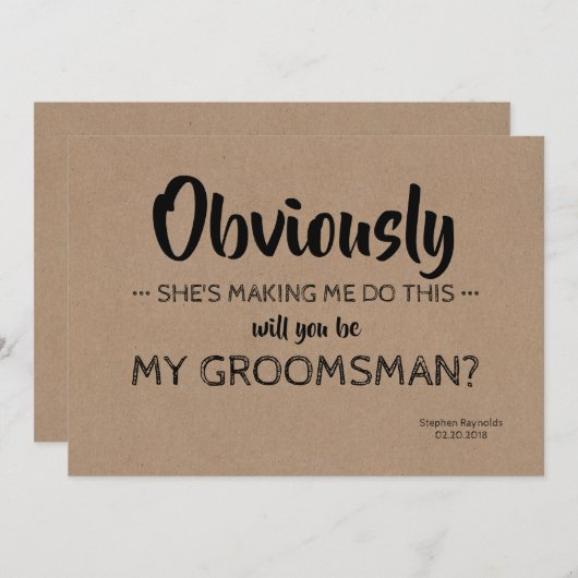 モダン | グロムスマン | 花婿介添人おもしろい案 招待状 (正面/裏面)