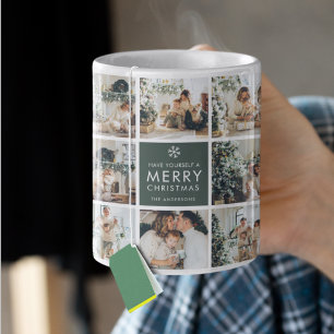 モダン・コラージュ“Merry Christmas”マルチフォト コーヒーマグカップ