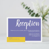 モダン コンテンポラリー 紫 黄色 ウェディング ミニマル エンクロージャーカード (スタンド正面)