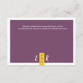 モダン　コンテンポラリー　紫　黄色　ウェディング　ミニマル エンクロージャーカード (裏面)