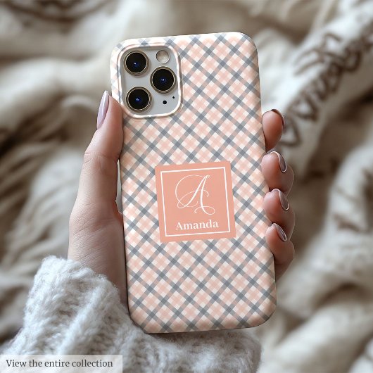 モダン コーラルグレー iPhoneケース クリア 名前アクセント Case-Mate iPhoneケース