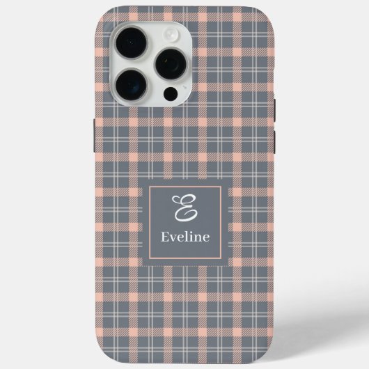 モダン コーラルグレー iPhone カスタムネーム 手帳型 カバー (裏面)