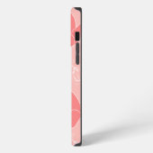 モダン コーラルピンクの蝶 モノグラムM パターン iPhoneケース (左側面)