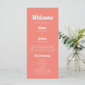 モダン コーラルピンク スクリプト 結婚式 プログラム (スタンド正面)
