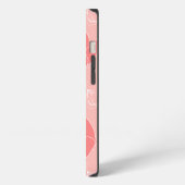モダン コーラルピンク バタフライ モノグラムM パターン iPhoneケース (左側面)