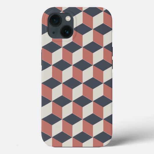 モダン コーラルブルー 幾何学模様 Case-Mate iPhoneケース (裏面)