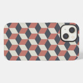 モダン コーラルブルー 幾何学模様 iPhoneケース (裏面横)