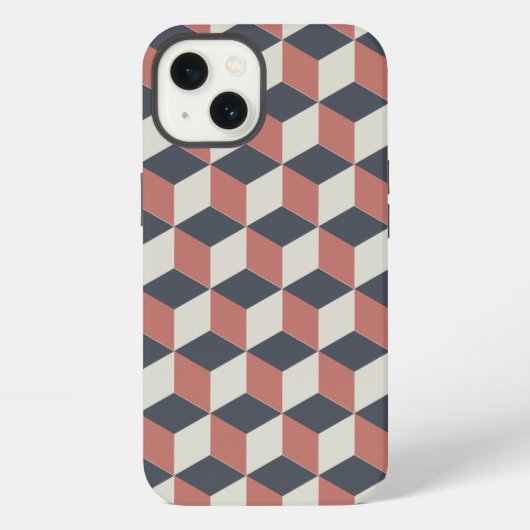 モダン コーラルブルー 幾何学模様 iPhoneケース (裏面)