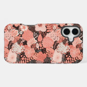 モダン コーラル フラワー柄 iPhoneケース (裏面横)