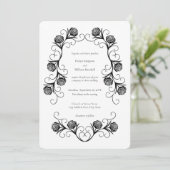 モダン ゴシック ローズ スワール ブラック＆ホワイト ウェディング 招待状 (スタンド正面)