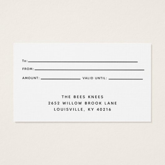 モダン&ゴールデンエレガントハニービーキーパーのギフトカード (裏面)
