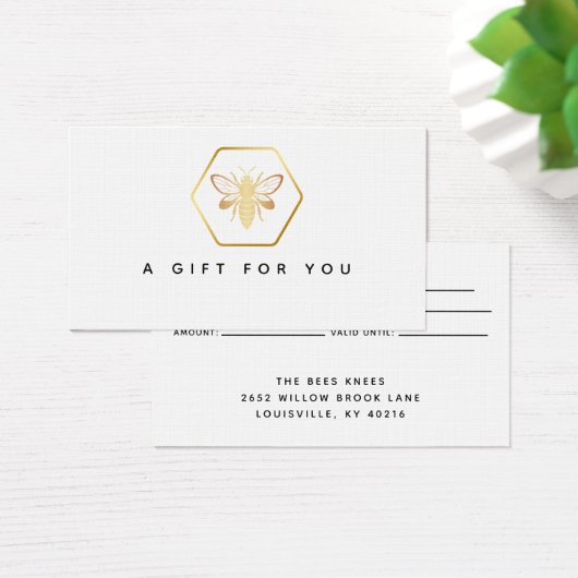 モダン&ゴールデンエレガントハニービーキーパーのギフトカード (デスク)
