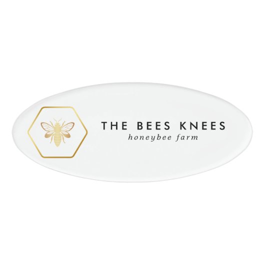 モダン&ゴールデンエレガントハニービーキーパー 名札 (正面)