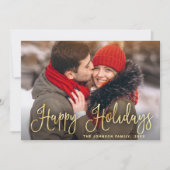 モダン ゴールデン クリスマス 3 フォト グリーティング (正面)