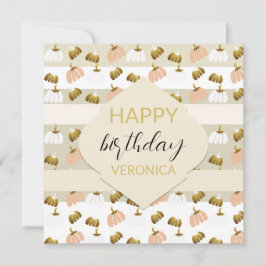 モダン ゴールデン ブラッシュ ピンク アーティスティック パンプキン カード