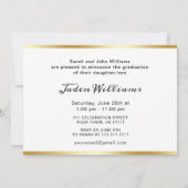 モダン ゴールデン ブルー フォト 卒業 招待状 (裏面)