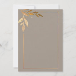 モダン ゴールドの花柄とフレーム 招待状