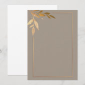 モダン ゴールドの花柄とフレーム 招待状 (正面/裏面)