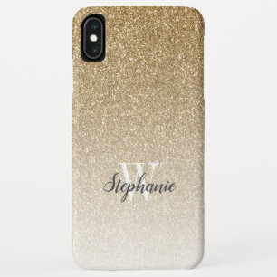 モダン ゴールドグラデーション グリッター モノグラム iPhone XS MAXケース