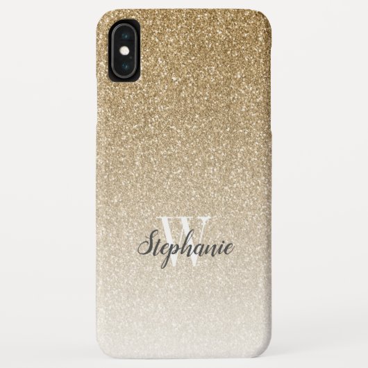 モダン ゴールドグラデーション グリッター モノグラム Case-Mate iPhoneケース (裏面)