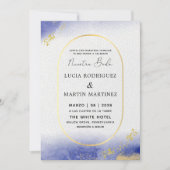 モダン & ゴールドフレーム 私たちの結婚式 招待状 (正面)