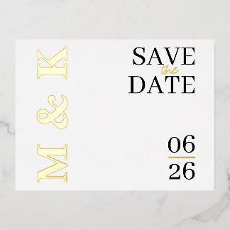 モダン ゴールド箔押し Save the Date カード