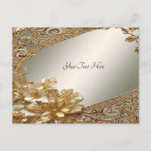 モダン ゴールド オーナメント フラワーポストカード ポストカード (正面)