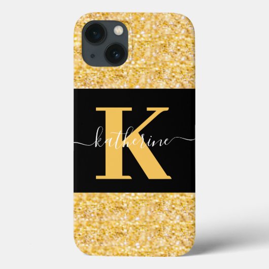 モダン ゴールド ギッター モノグラム Case-Mate iPhone カ iPhoneケース (裏面)