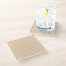 モダン ゴールド クリーム ストライプ ガラスコースター
