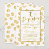 モダン ゴールド クロス 洗礼 誕生会 招待状 (正面/裏面)