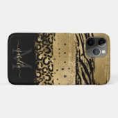 モダン ゴールド グリッター モノグラム Case-Mate iPhoneケース (裏面(横))