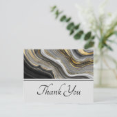 モダン ゴールド & グレー アゲートジオードジェムストーン サンクス ポストカード (スタンド正面)