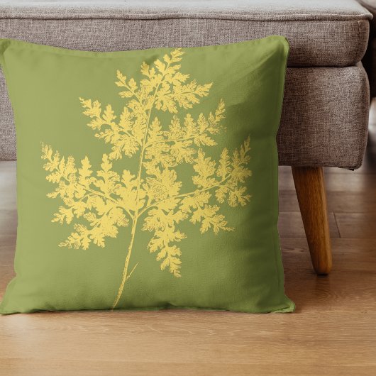 モダン ゴールド シダの植物画 クッション