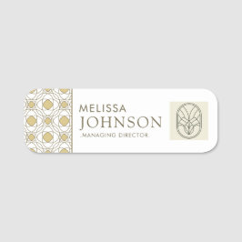 モダン ゴールド ジオメトリック 社員名札 名札