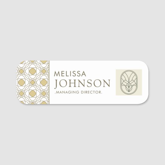 モダン ゴールド ジオメトリック 社員名札 名札 (正面)