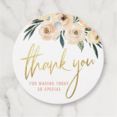 モダン ゴールド スクリプト ブラッシュ フラワーズ サンクス フェイバータグ (正面)