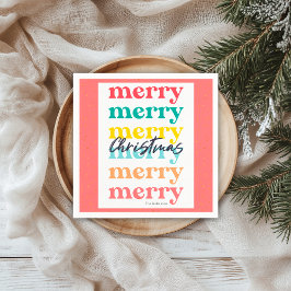 モダン ゴールド スター カラフル 祝祭 メリークリスマス スタンダードカクテルナプキン