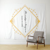 モダン ゴールド ダイヤモンド ウェディング フォトブース 背景 タペストリー (インサイチュ(横))