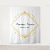モダン ゴールド ダイヤモンド ウェディング フォトブース 背景 タペストリー (正面)