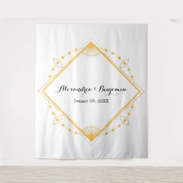 モダン ゴールド ダイヤモンド ウェディング フォトブース 背景 タペストリー