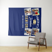 モダン ゴールド ネイビー 卒業写真 ブース 背景シート タペストリー (インサイチュ(横))