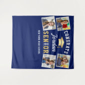 モダン ゴールド ネイビー 卒業写真 ブース 背景 タペストリー (正面(横))