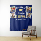 モダン ゴールド ネイビー 卒業写真 ブース 背景 タペストリー (インサイチュ)