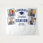 モダン ゴールド ネイビー 卒業写真 ブース 背景 タペストリー (正面(横))