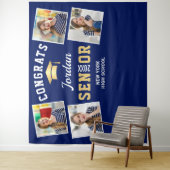 モダン ゴールド ネイビー 卒業写真 ブース 背景 タペストリー (インサイチュ)