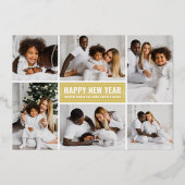 モダン ゴールド ハッピー ニュー イヤー 2026 フォト コラージュ 箔シーズンカード (裏面)