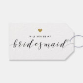 モダン ゴールド ハート あなたは私のブライズメイドになってくれますか ギフトタグ (正面(横))